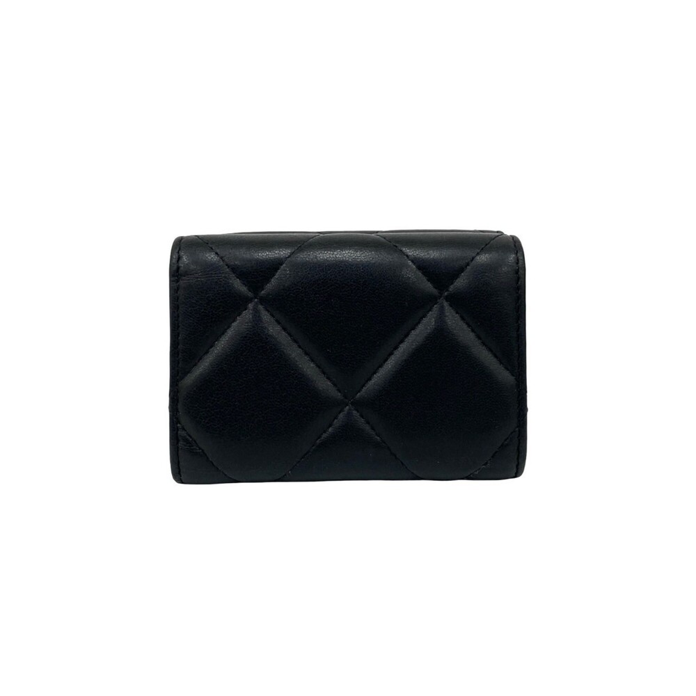 CHANEL Authentic Black Lambskin Leather Logo Wallet - Picture 2 of 10